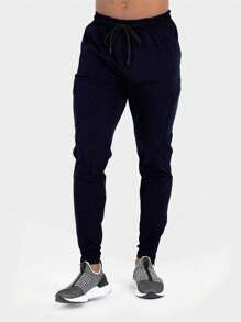 Coreblaze Men Plain Color Simple Stylish Sports Pants, Suitable For Fall Breathable Sweat Pants - Blue - View 3