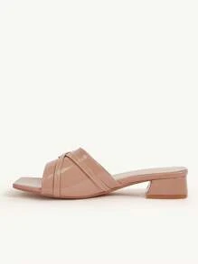 CUCCOO CHICEST Women's Fashion Apricot New Strap Summer Small Square Heel Patent Leather Versatile Outdoor Non-Slip Fairy Style Sandals - Apricot - View 10