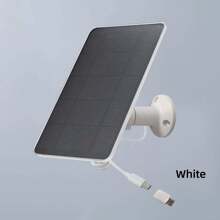 360°可旋转太阳能电池板充电器，适用于低压安防摄像头，兼容Micro USB和USB-C，可轻松安装门铃、灯和监控设备