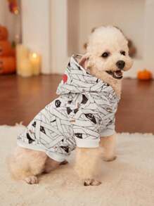 PETSIN 1 pièce Sweat-shirt à capuche pour animaux de compagnie avec citrouille et araignée pour Halloween - Multicolore - Voir 2