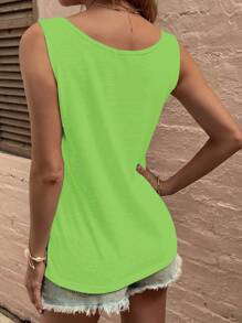 Selamara New Fashion Women Round Neck Button Camisole - Green - View 2
