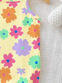 SHEIN Happikins Baby Girl Casual Sleeveless Romper, Suitable For Spring/Summer - Multicolor - View 4