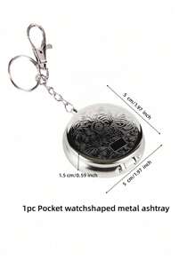 1pc Sunflower/ Wealth Blossom Portable Ashtray, Pocket Watch Style Metal Ashtray, Keychain Style Mini Ashtray
