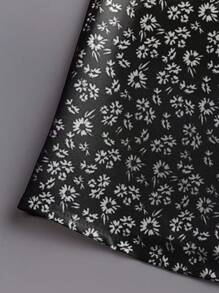 EMERY ROSE 大码夏季休闲碎花开衩裙 - 黑色 - 查看 4