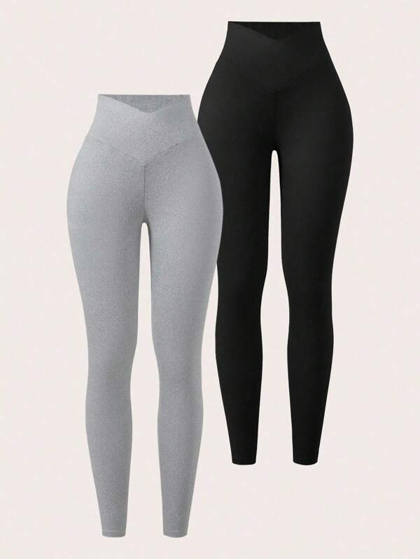 SHEIN Tall Women's Minimalist Elastic V-Waist High Waist Skinny Long Pants