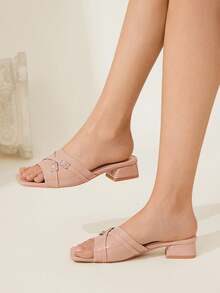 CUCCOO CHICEST Women's Fashion Apricot New Strap Summer Small Square Heel Patent Leather Versatile Outdoor Non-Slip Fairy Style Sandals - Apricot - View 3