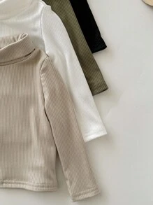 4 件套男婴宽松纯色高领保暖长袖针织毛衣，适合秋冬季休闲穿着、居家、户外、生日、婴儿洗礼、节日 - 彩色 - 查看 3