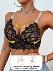 MidnightGlam 1pc Women's Elegant Sexy Lace Wireless Bra