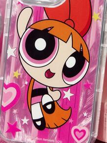 THE POWERPUFF GIRLS X SHEIN Durable And Fashionable Mobile Phone Case, Four-Sided Thick Airbag Anti-Drop, Blossom Pattern Chiffon Protective Cover Design, Compatible With IPhone 11 - 17 Pro Max ,Y2K - Red - View 7