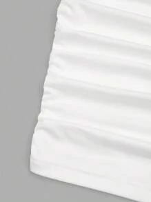 SHEIN Sweetro 大码优雅浪漫不对称领口修身连衣裙 - 白色 - 查看 5