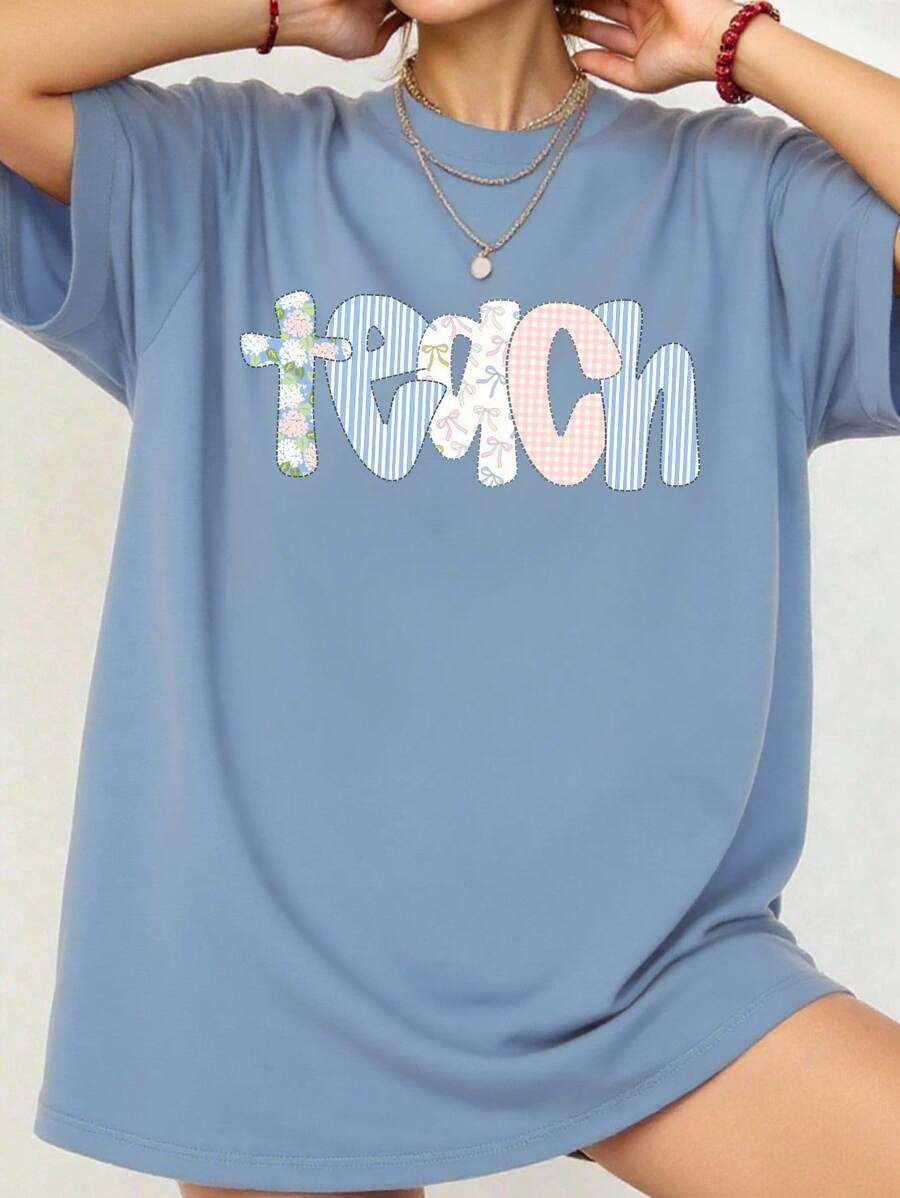 INAWLY Comfortable Colorful Teacher Shirt, Teacher Shirt, Kindergarten Teacher Shirt, Teacher T-Shirt, Back To School Shirt, Teacher's Day Women T-Shirt