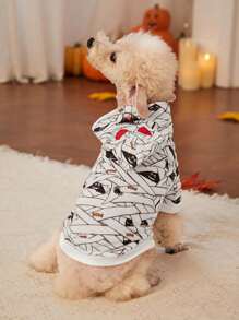 PETSIN 1 pièce Sweat-shirt à capuche pour animaux de compagnie avec citrouille et araignée pour Halloween - Multicolore - Voir 1