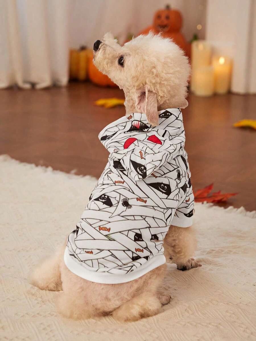 PETSIN 1 pièce Sweat-shirt à capuche pour animaux de compagnie avec citrouille et araignée pour Halloween - Multicolore - Voir 1