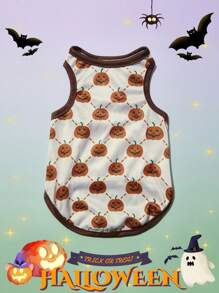 PETSIN 1 قطعة سترة خفيفة وقابلة للتنفس للكلاب والقطط بطبعة اليقطين والرقعة اللون البيج - متعدد الألوان - مشاهدة 1