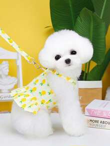 PETSIN 黄色菠萝休闲家居服连衣裙，适合日常穿着和宠物牵引绳，春夏季 - 黃色 - 查看 5