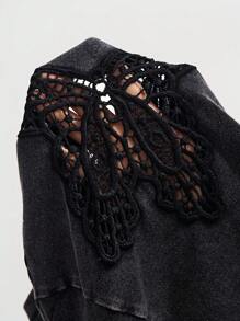 Bohemela 秋冬波西米亚风休闲纯色针织圆领宽松水洗女式运动衫 - 黑色 - 查看 8