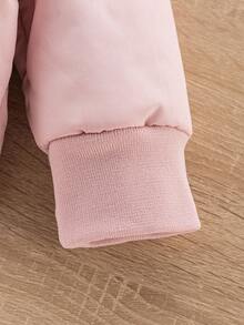 SHEIN Playful Pals Baby Girl Infant Toddler 0-3 Years Old Warm Thermal Lined Hooded Jacket, Suitable For Winter, School, Outings, Birthday Parties, Versatile Design Fall