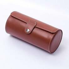 New Handmade Luxury PU Leather Round Travel Watch Box, Dustproof Watch Storage Display Gift Box, PU Leather Jewelry Box Back To School