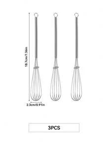 1/2/3pcs 7Inch Stainless Steel Stir Egg Cream Hand Egg Beater Whisk For Kitchen Blender Mixer Stirring Beating Daily Baking Essentials Holiday Essentials