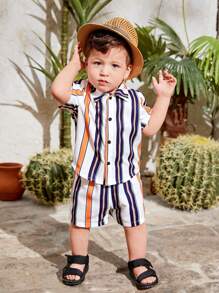 Baby Boy Vertical Striped Shirt & Shorts