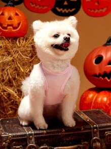 PETSIN 1 pieza Chaleco sin mangas transpirable con estampado de calavera de cereza de Halloween para mascotas - Multicolor - Ver 4