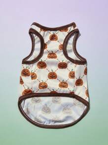 PETSIN 1 قطعة سترة خفيفة وقابلة للتنفس للكلاب والقطط بطبعة اليقطين والرقعة اللون البيج - متعدد الألوان - مشاهدة 3