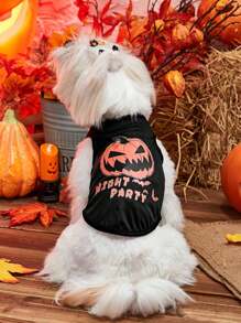 PETSIN Áo ba lỗ cho chó mèo cưng 1 mảnh phong cách Halloween họa tiết bí ngô đen cười thoáng khí nhẹ, dành cho tiệc Halloween - Nhiều màu - Xem 6