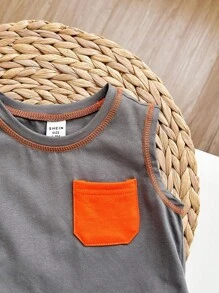 Baby Boy Contrast Piping Tank Top & Shorts