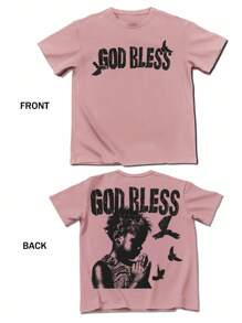 Manfinity EMRG Men's Casual Summer T-Shirt With Graphic & Letter Print - Watermelon Pink - View 6