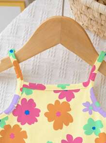 SHEIN Happikins Baby Girl Casual Sleeveless Romper, Suitable For Spring/Summer - Multicolor - View 3