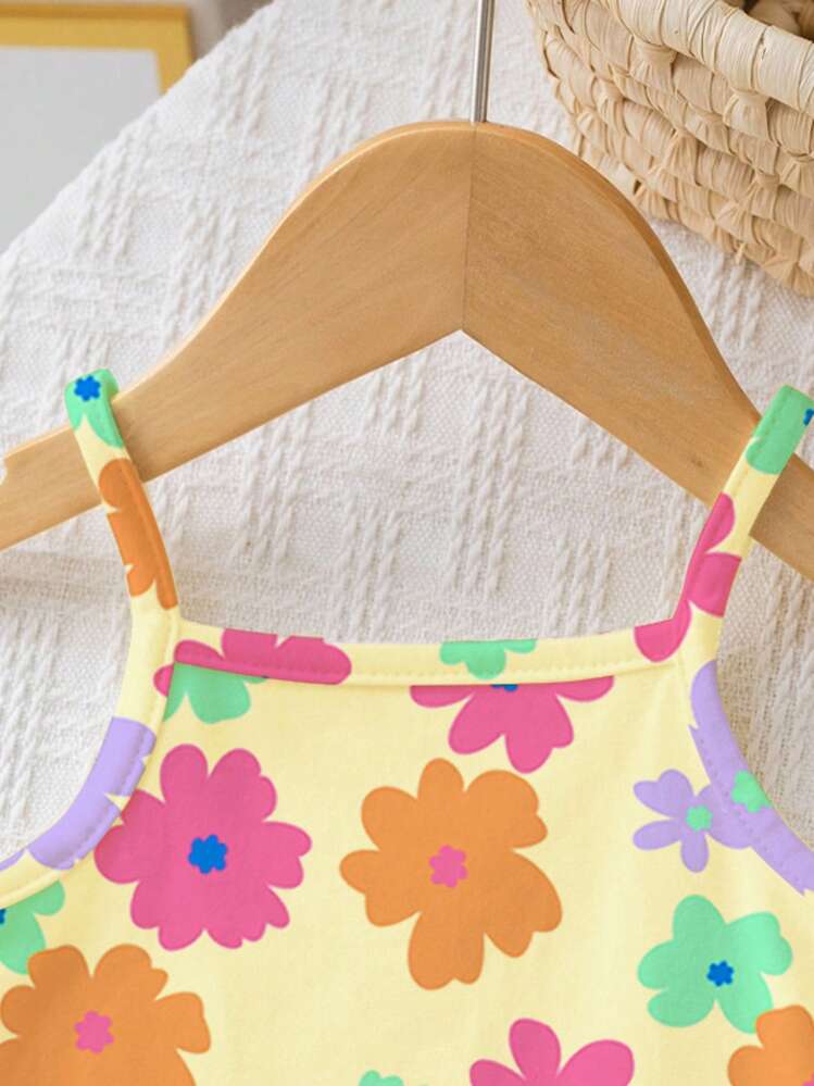 SHEIN Happikins Baby Girl Casual Sleeveless Romper, Suitable For Spring/Summer - Multicolor - View 3