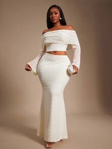 Radiana Áo len dệt kim dáng ôm, màu trơn, hở vai, tay dài, dáng rộng, gợi cảm, thời trang xuân hè dành cho nữ, váy đuôi cá, phong cách tối giản, mặc hàng ngày, thích hợp cho tiệc tùng, dạ hội - Màu be - Xem 6