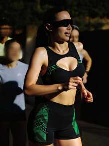 Innovista Leggings morbidi e confortevoli per allenamento notturno, vita alta, adatti per yoga, HIIT, ufficio e palestra, con pannelli in rete traspiranti e pantaloncini a prova di squat. Set sportivo da donna elegante e funzionale, con accenti verde neon, perfetto per serate di festa e Capodanno. - nero - Visualizzare 6