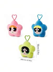 THE POWERPUFF GIRLS X SHEIN 1 buah Gantungan Tas Motif Bunga Mekar, Gelembung, dan Buttercup, Bentuk Bunga 3D, Kerajinan Bordir Halus, Y2K - MultiWarna - View 3