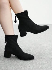 CUCCOO BIZCHIC 女式弹力后拉链时尚百搭靴 - 黑色 - 查看 1