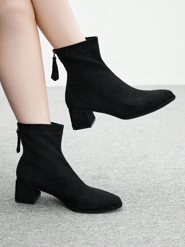 CUCCOO BIZCHIC 女式弹力后拉链时尚百搭靴