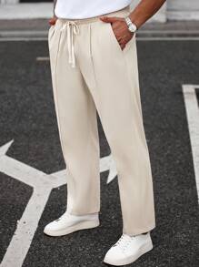 Manfinity Homme Men's Casual Straight Leg Pants, Suitable For Spring/Summer - Khaki - View 5