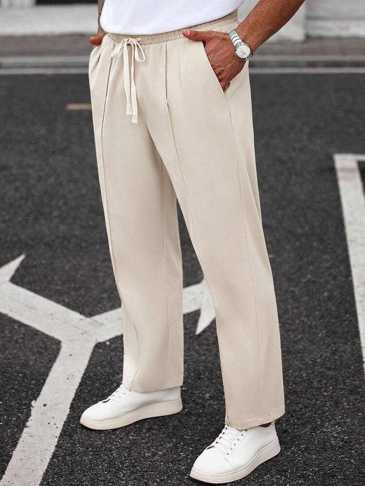 Manfinity Homme Men's Casual Straight Leg Pants, Suitable For Spring/Summer - Khaki - View 5