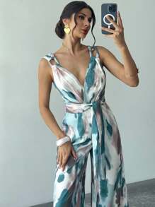 Firerie Neue romantische & weiche Batik-Farbton Damen weite Bein Jumpsuit, geeignet für Strandurlaub, Gartenfest, Alltagsanlässe/4. Juli Outfits/Strandoutfits für Frauen/Salbeigrüne Urlaubsoutfits, Urlaubsoutfits für Frauen - Verschiedenfarbig - Übersicht 6