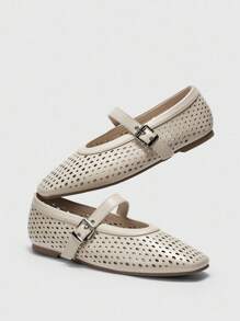 CUCCOO BIZCHIC 女士时尚通勤百搭休闲玛丽珍平底鞋 - 杏色 - 查看 4