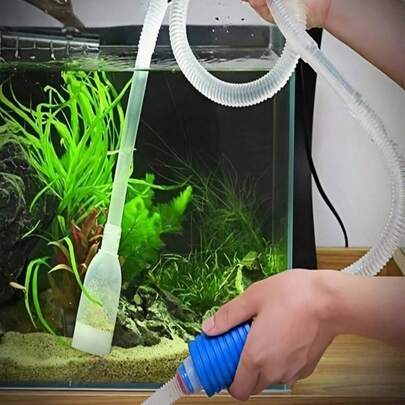 1 Máy bơm hút chân không thay nước làm sạch sỏi hồ cá Bộ dụng cụ vệ sinh bể cá kèm vòi phun cho bể cá nước ngọt và nước mặn