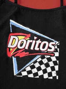 Doritos X SHEIN Women's Letter & Checkered Pattern Camisole Top 90s Top Short Tops Party Tops Women - Black - View 6