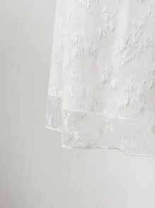 Sweetra Váy mini xếp ly ren thời trang cỡ lớn dành cho nữ, mùa hè - trắng - Xem 4