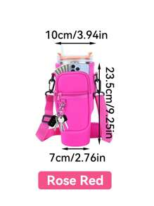 1 件带手机袋的水瓶袋，适用于 40/30 盎司带手柄的玻璃杯，带可调节肩带，钥匙钩，适合徒步旅行露营运动水瓶套隔热袋斜挎包 - 彩色 - 查看 19