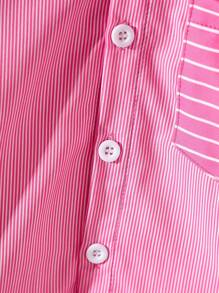 SHEIN Explorewe 2件套年轻女孩休闲条纹印花长袖开衫衬衫+玫红色披肩，秋冬 - 玫紅色 - 查看 6