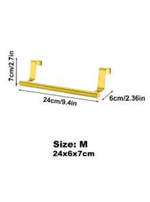 SHEIN Basic living 1PC Golden Single Rod Towel Rack Cabinet Door Back Type Hanging Rack Non-Punched Towel Rod - Gold - View 9