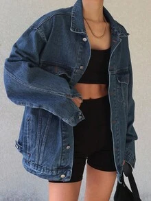 Strévra Women's Loose Fit Denim Jacket And Coat