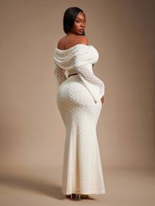 Radiana Áo len dệt kim dáng ôm, màu trơn, hở vai, tay dài, dáng rộng, gợi cảm, thời trang xuân hè dành cho nữ, váy đuôi cá, phong cách tối giản, mặc hàng ngày, thích hợp cho tiệc tùng, dạ hội - Màu be - Xem 7