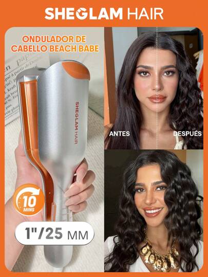SHEGLAM HAIR Beach Babe Hair Waver, Ionic Hair Waver, Waver Curling Iron, rizador de cabello de 2 barriles con anti-escaldaduras, 50 millones de iones y 10 minutos de onda rápida, temporizador inteligente y temperaturas ajustables, herramienta para el cabello fácil de usar para mujeres - Enchufe de la UE Graduación Cumpleaños Día festivo Verano Caer Otoño Y2K Elegante Moda Mujer Constituir Cosmético Fiesta Playa Viajar Cámping Al aire libre Escuela Campus Viaje Festivales Decoración Regalo Presente Rosa Chica Cosplay Mejor Color Encanto Onda