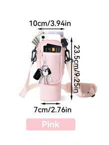 1 件带手机袋的水瓶袋，适用于 40/30 盎司带手柄的玻璃杯，带可调节肩带，钥匙钩，适合徒步旅行露营运动水瓶套隔热袋斜挎包 - 彩色 - 查看 20